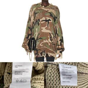 R13  distressed oversized sweater in army